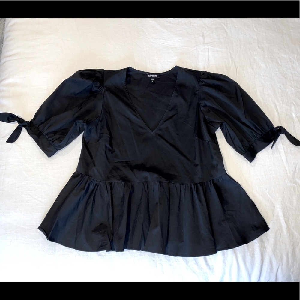 Express Puff Sleeve Peplum Blouse